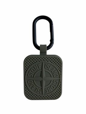 Stone Island AirTag Holder Olive Silicone Carabiner Keychain Case NIB Authentic